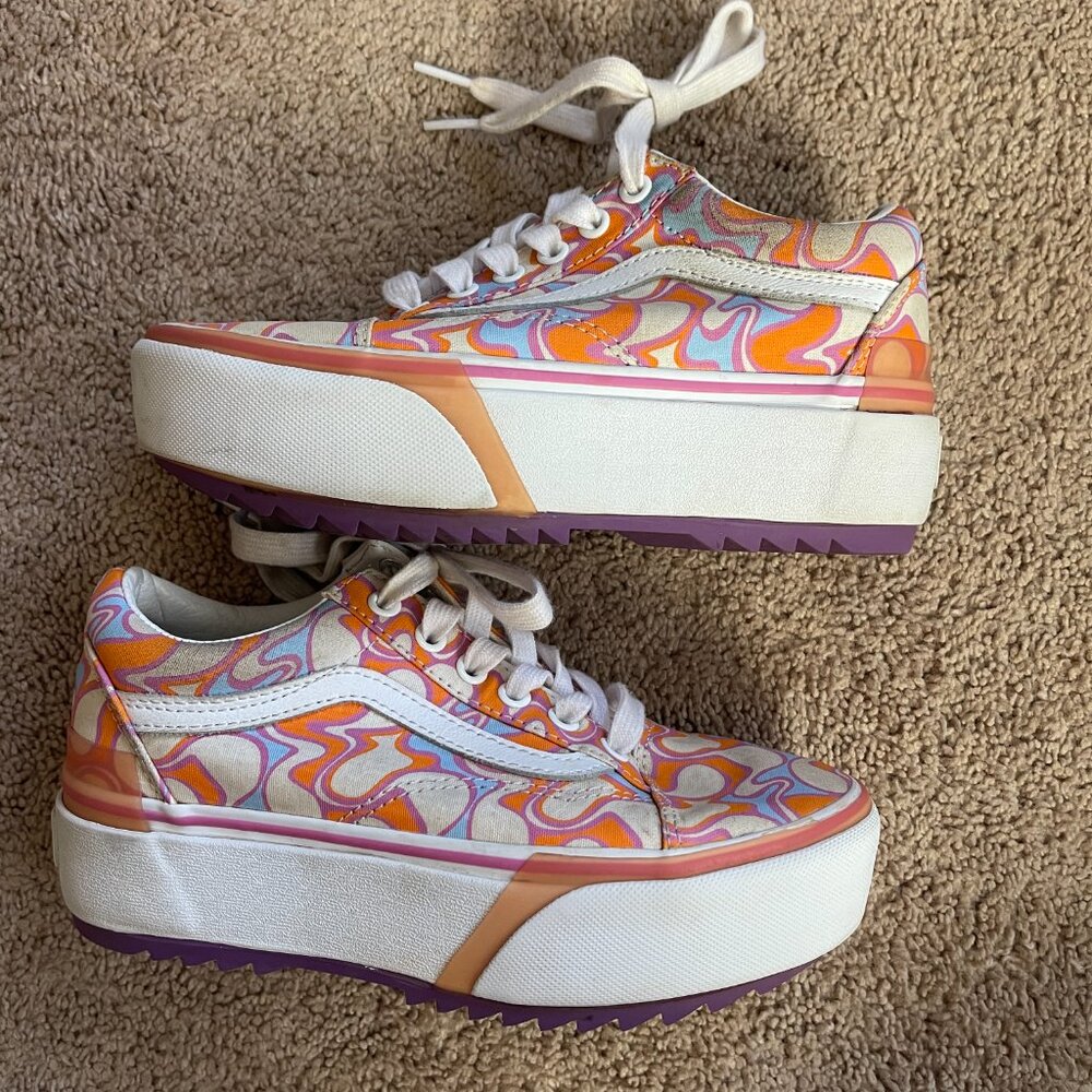 Vans Old Skool Stackform UV Ink Peace Platform Sneakers US Mens 3.5 US Women 5 - Picture 6 of 10